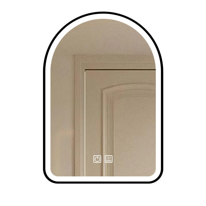 Wall-mounted arched bathroom mirror, no drilling required