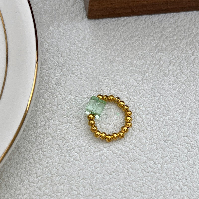 Maillard Pearl Bague Perlé Rope Élastique Femme Artistic Stacking Index Finger Ring High-E