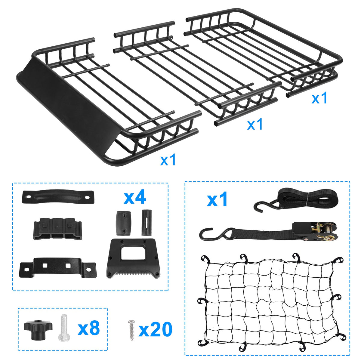 1Pc 63x39x6.3 dans le panier universel de porte-bagages de porte-bagages de porte-bagages avec crochet