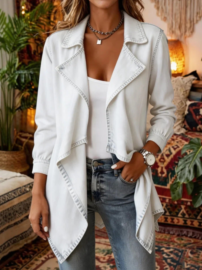 Veste de denim de taille moyenne pour femmes