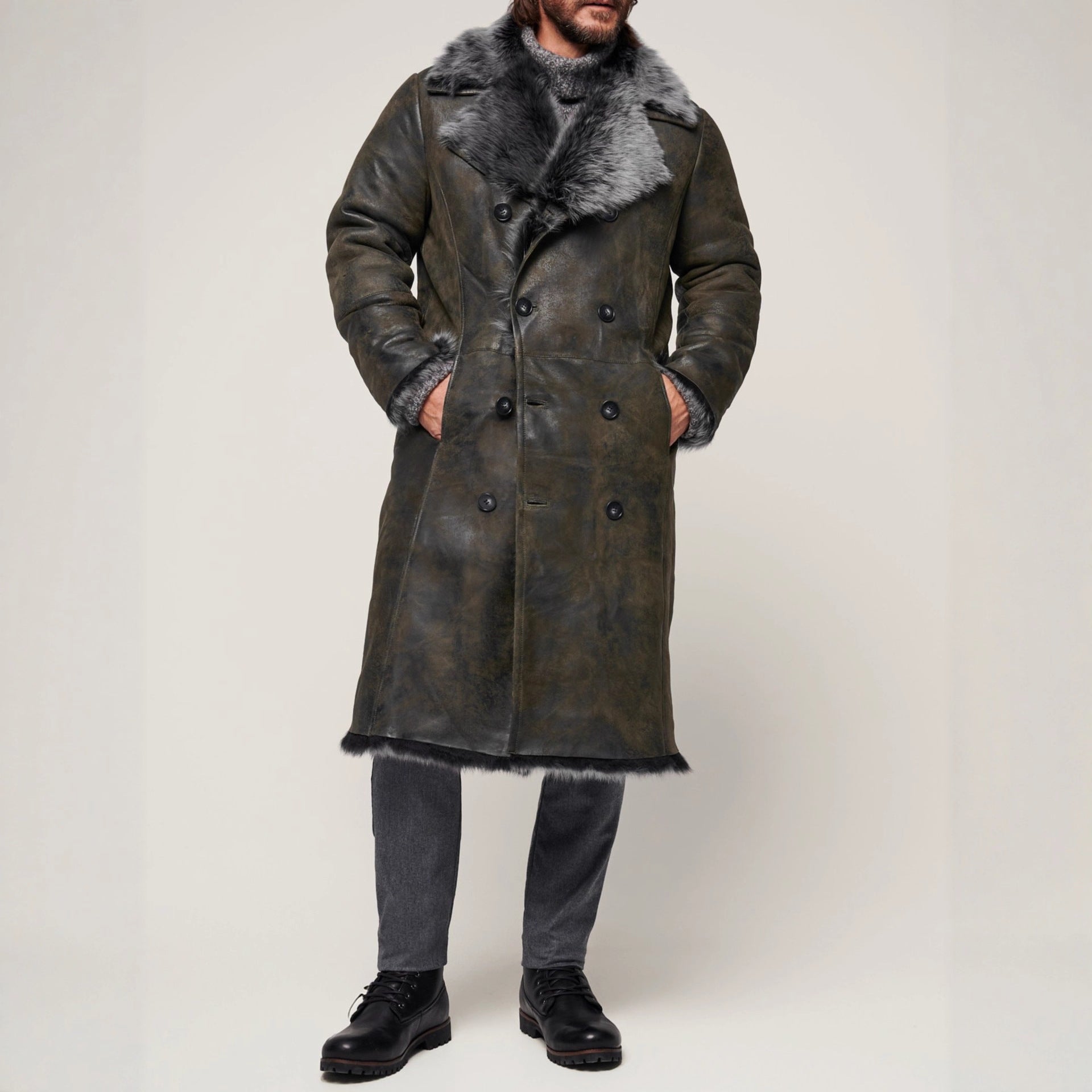 Manteau à manches longues pour hommes à deux seins
