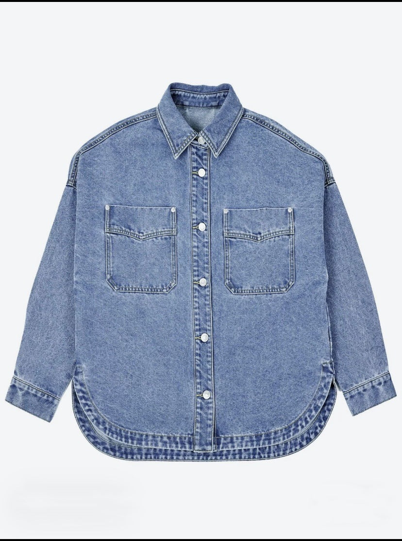 Veste de denim décontractée pour femme avec poches