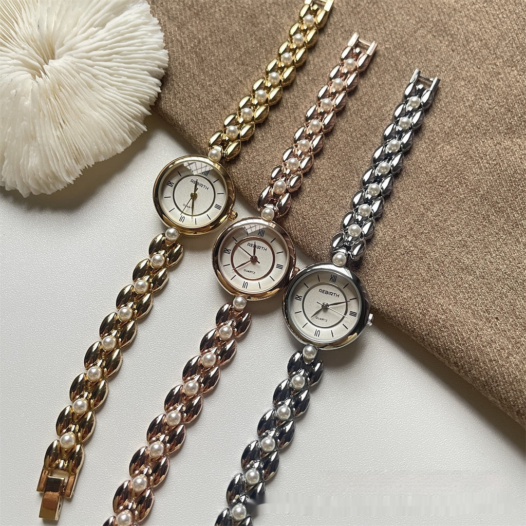 Montre en chaîne de perles romaines pour les femmes