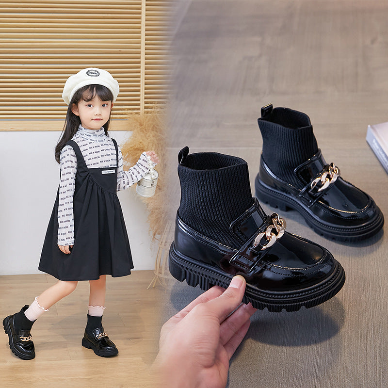 Bottes courtes élastiques tricotées pour enfants
