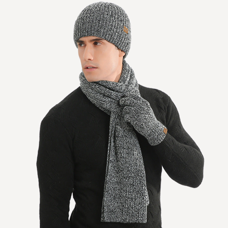 Écharpe de chapeau de tricot thermique et gants Ensemble de trois pièces