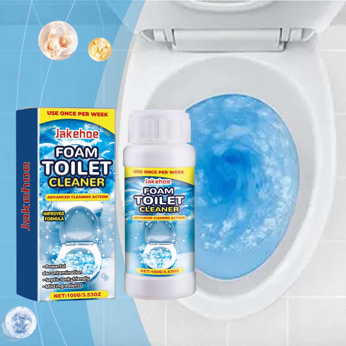 JAKEHOE poudre nettoyante de bol de toilette en mousse