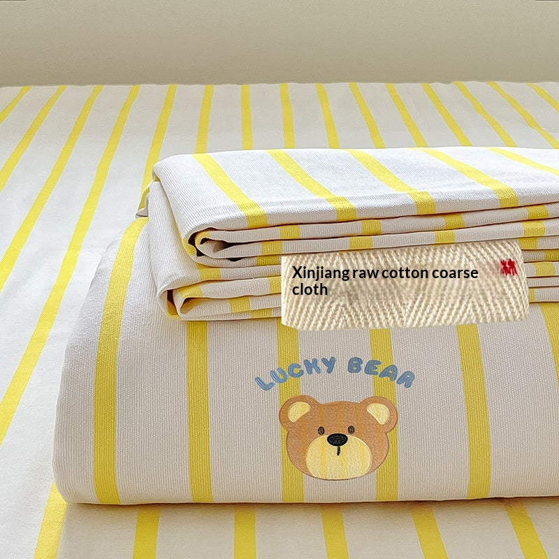 Feuille de lit brodée en coton de couleur enroulée