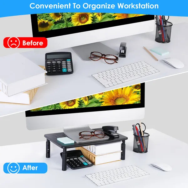Moniteur Riser de comptoir réglable en hauteur 3 avec trous de ventilation