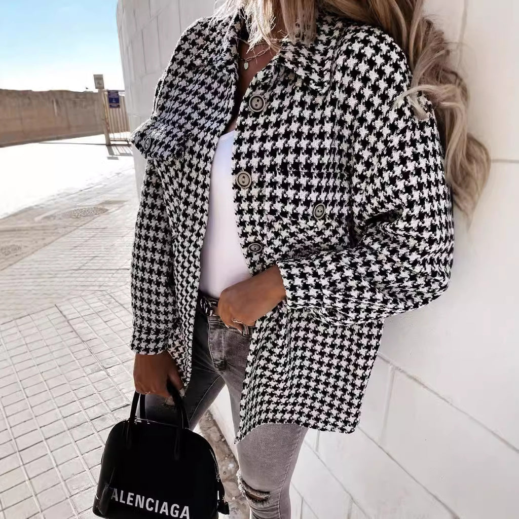 Manteau en laine imprimé à la main