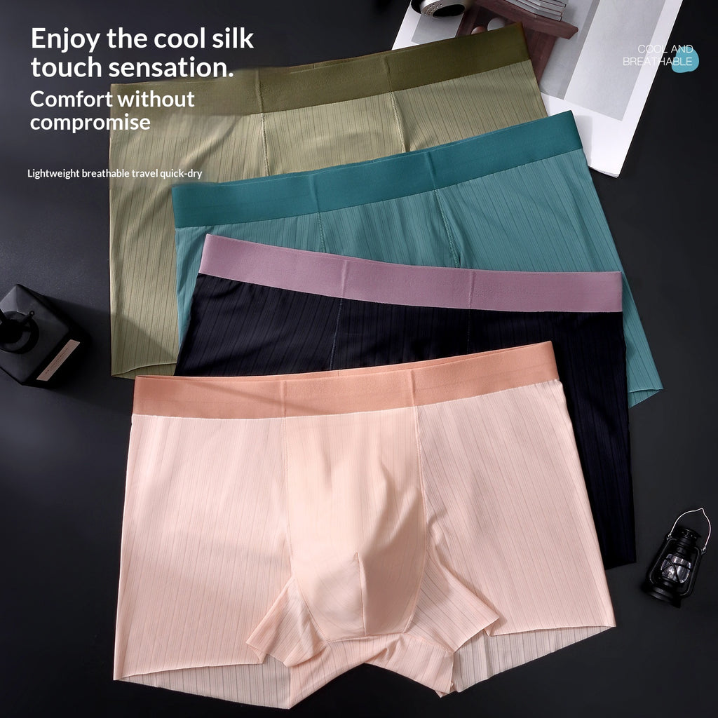 Hommes Summer Ice-silk Seamless Boxer Slips haute élasticité