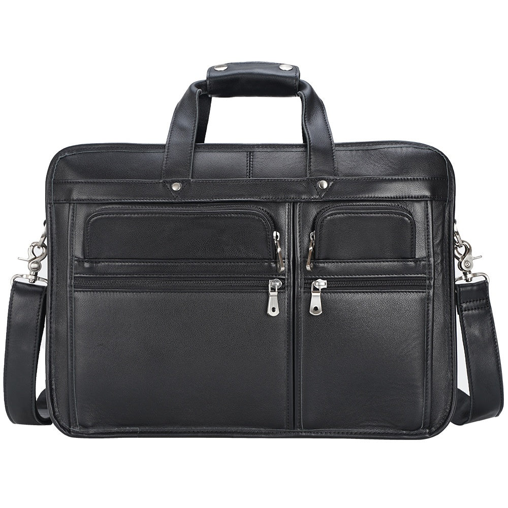 Câblage cuir d'affaires en cuir Premier couche Cowhide 17 pouces Portable Bag