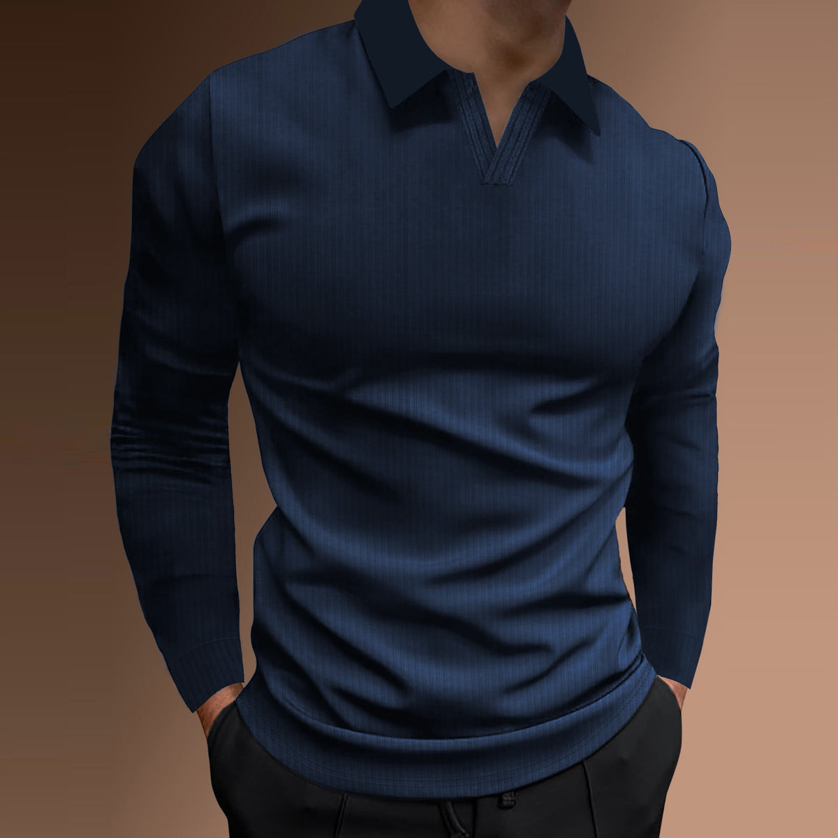 Solid Color Fitness Business Casual Lapels manches longues hommes