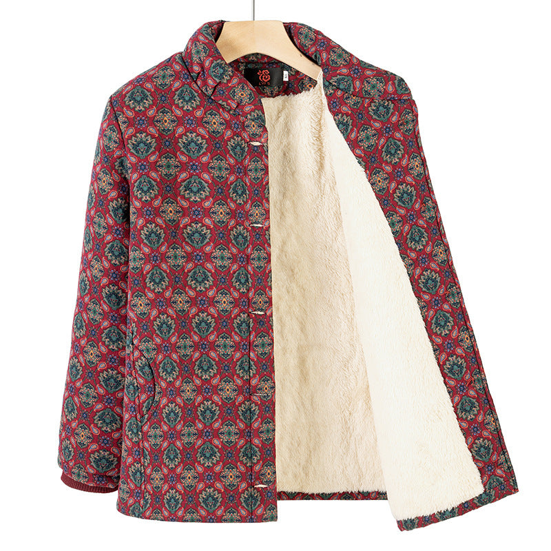 Manteau de coton épais avec collier pour personnes âgées et d'âge moyen