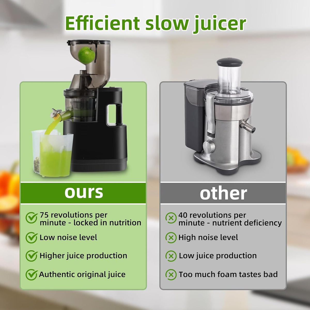 Slow Juicer Cold Press Squeezer Electric Juicer Machine Slag Juice Separator