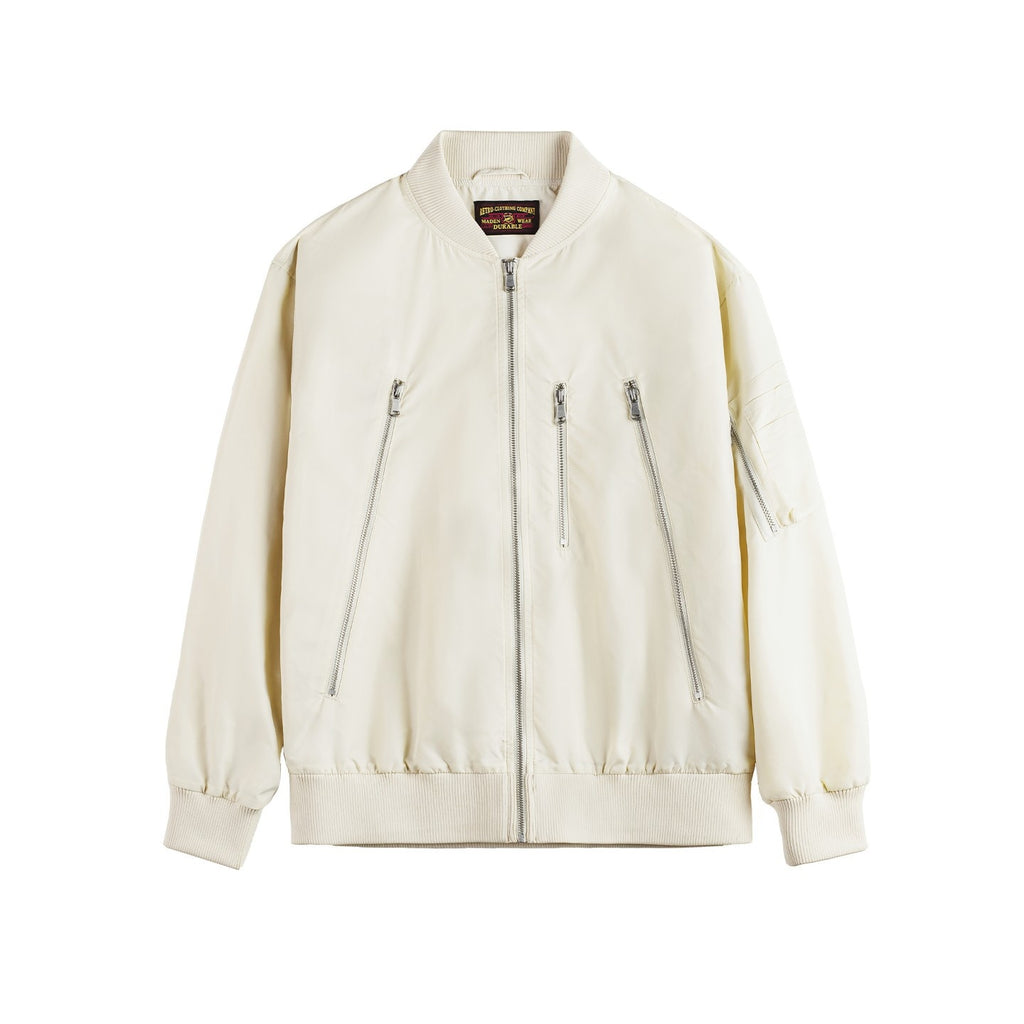 Veste pilote casual blanc L2B Nylon mince uniforme de baseball