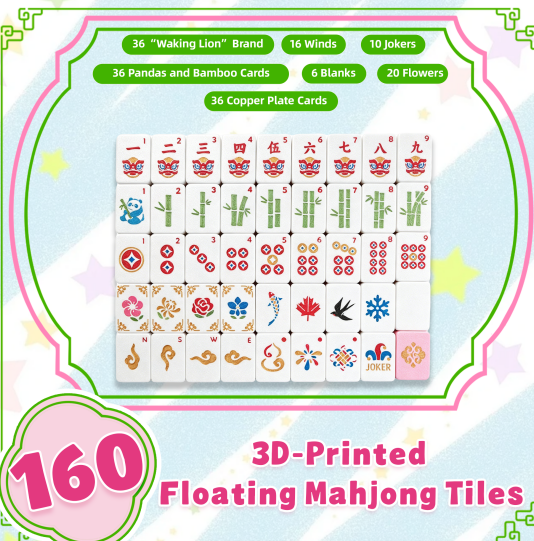 Ensemble de carreaux de Mahjong flottants imprimés 3D 160PCS
