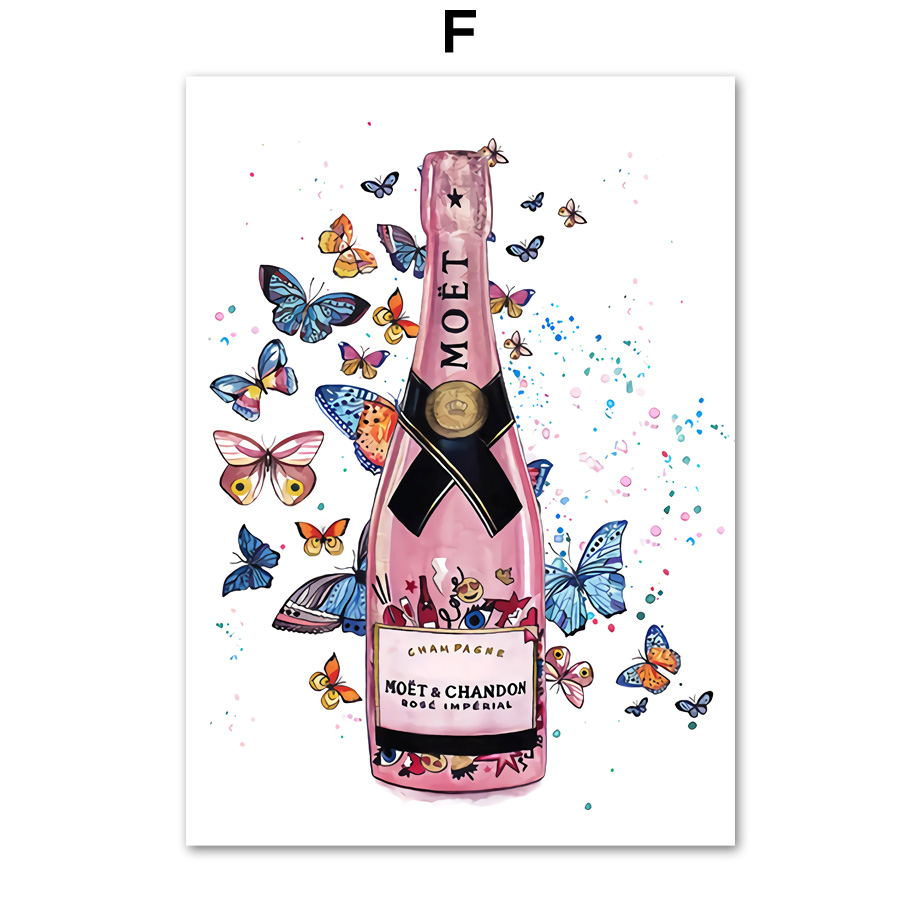 Fashion Bag Girl Ballon Champagne Wall Art Canvas Imprimer