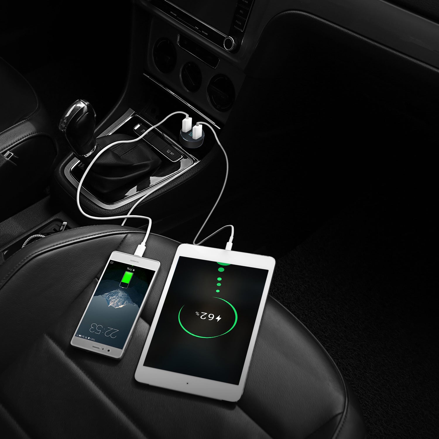 Universal 15W-3.1A Adaptateur de chargeur de voiture USB double alliage d'aluminium Adaptateur de charge rapide de voiture F