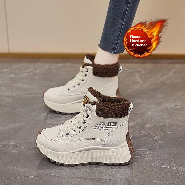 Chaussures haut de gamme en coton avec des semelles épaisses style papa pour l'hiver