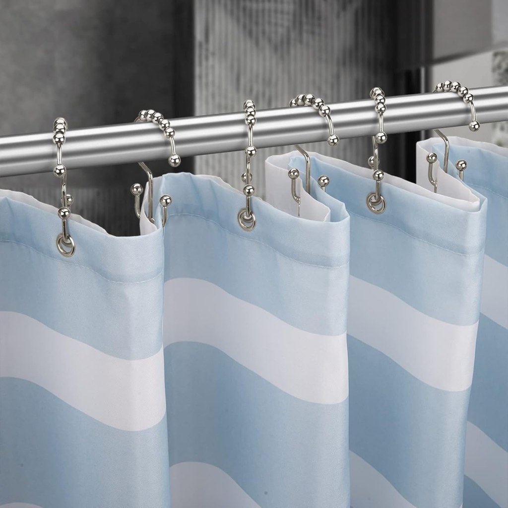 12 Pack Rideaux de douche Crochets résistant à la rouille en métal Doubles anneaux pour douche salle de bain R