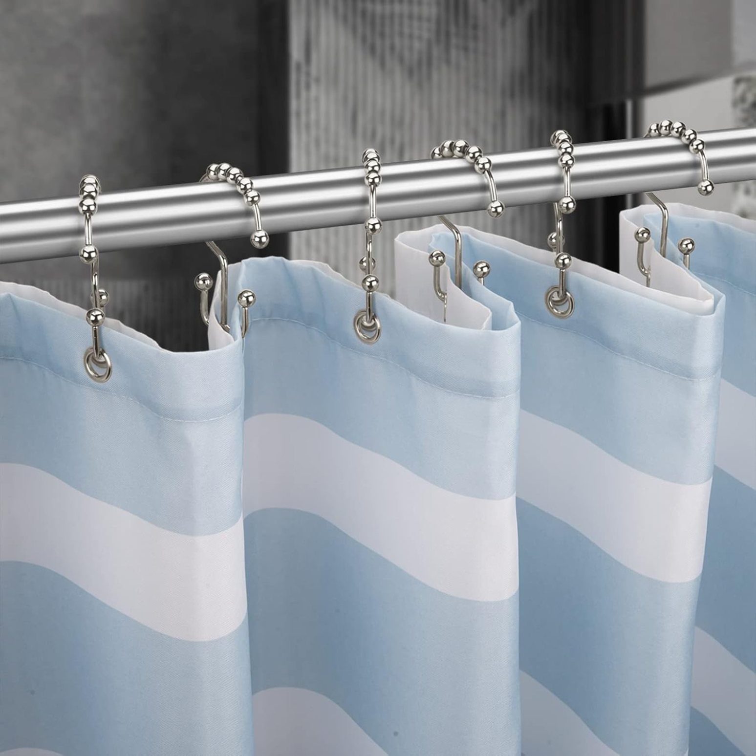 12 Pack Rideaux de douche Crochets résistant à la rouille en métal Doubles anneaux pour douche salle de bain R