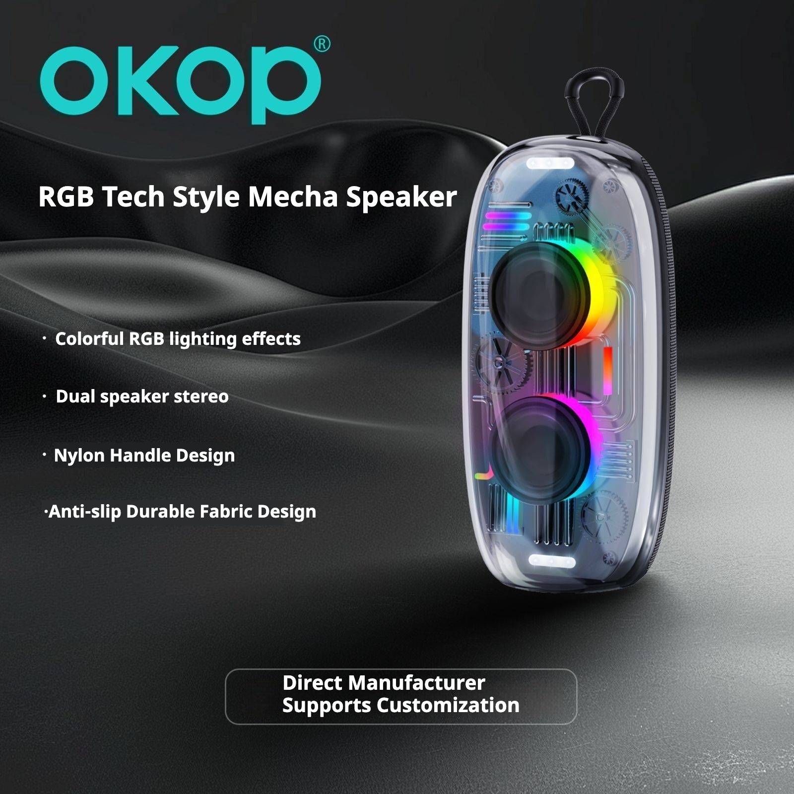 KP-825 Haut-parleur Bluetooth Best-Selling Cool RGB Éclairage ambiant Poignée extérieure portable Wa
