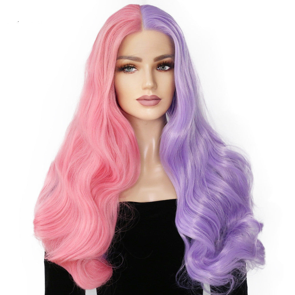 Ladys bicolores cheveux bouclés long Perruque