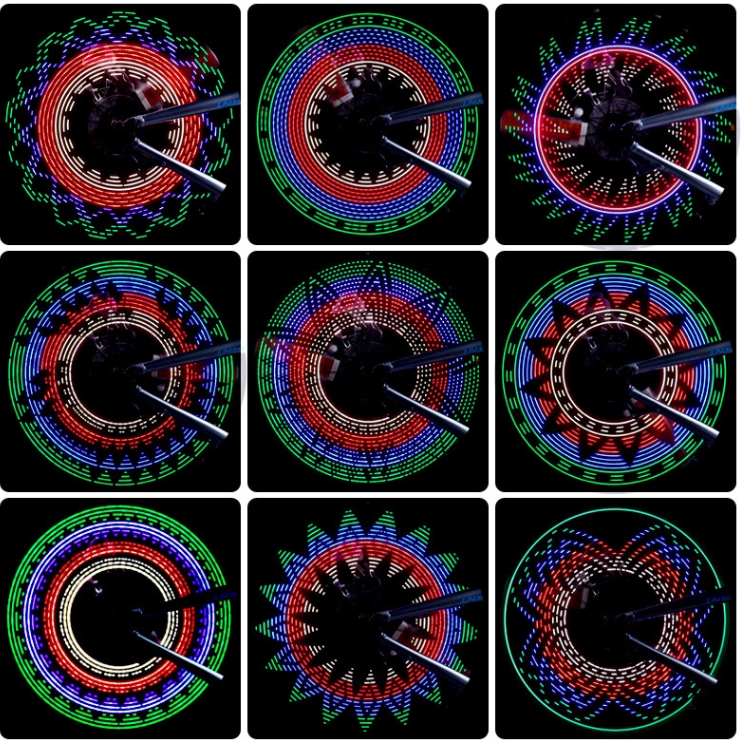 Lampes de vélo LED étanches Bande de lampe de roue 32 Patterns
