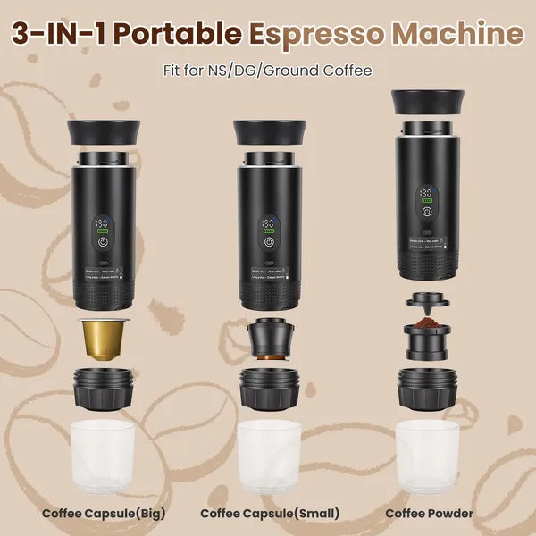 3-en-1 Machine Espresso Portable Machine sans fil auto-chauffant Machine à café avec 7500mAh Batterie 2