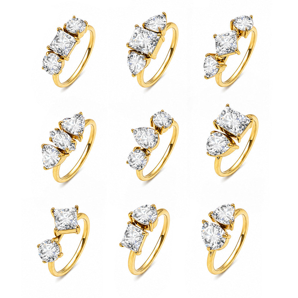 Anneau de titane en acier inoxydable Zircon pour femmes