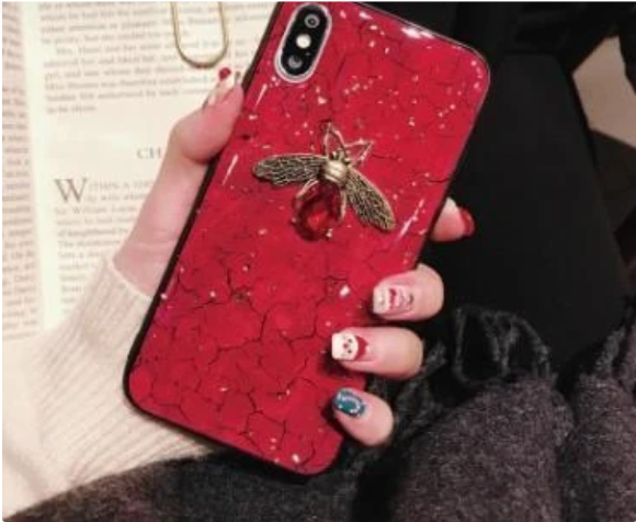 Boîtier de téléphone d'abeille en marbre