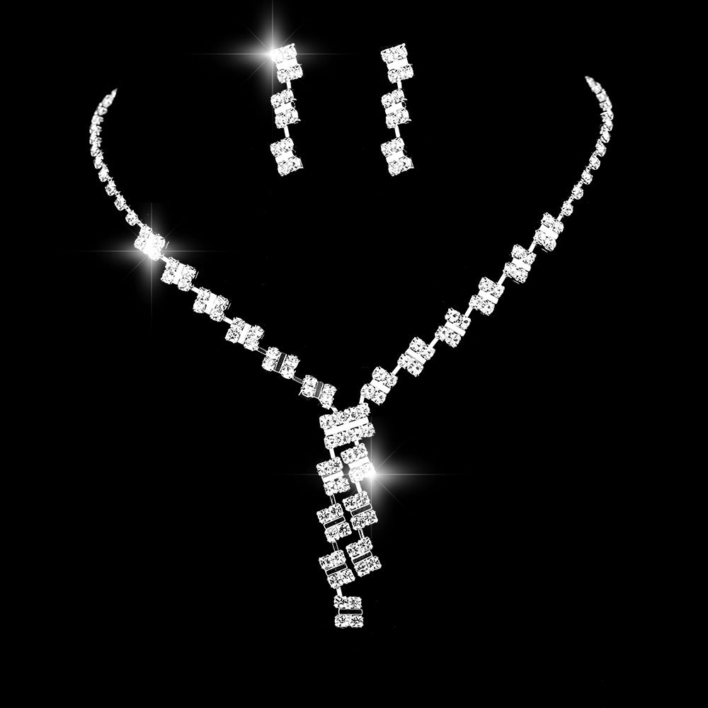 Ensemble de bijoux femmes Baguette Square Y-Drop CZ 3Pcs