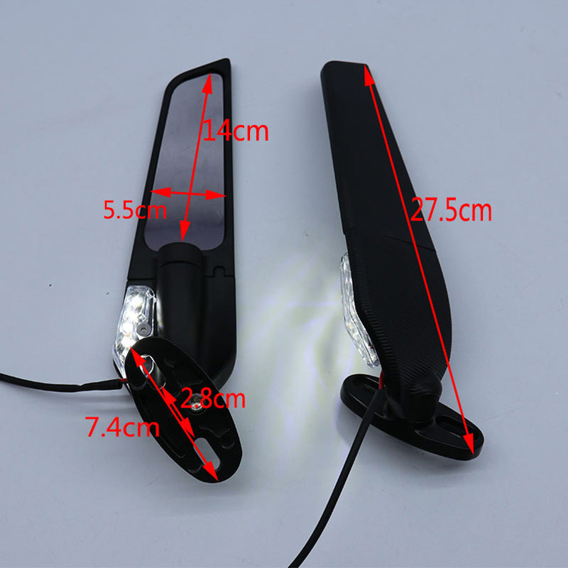 Spoiler Rearview Mirror Running Rearview Mirror Motorcycle Reflector with Light