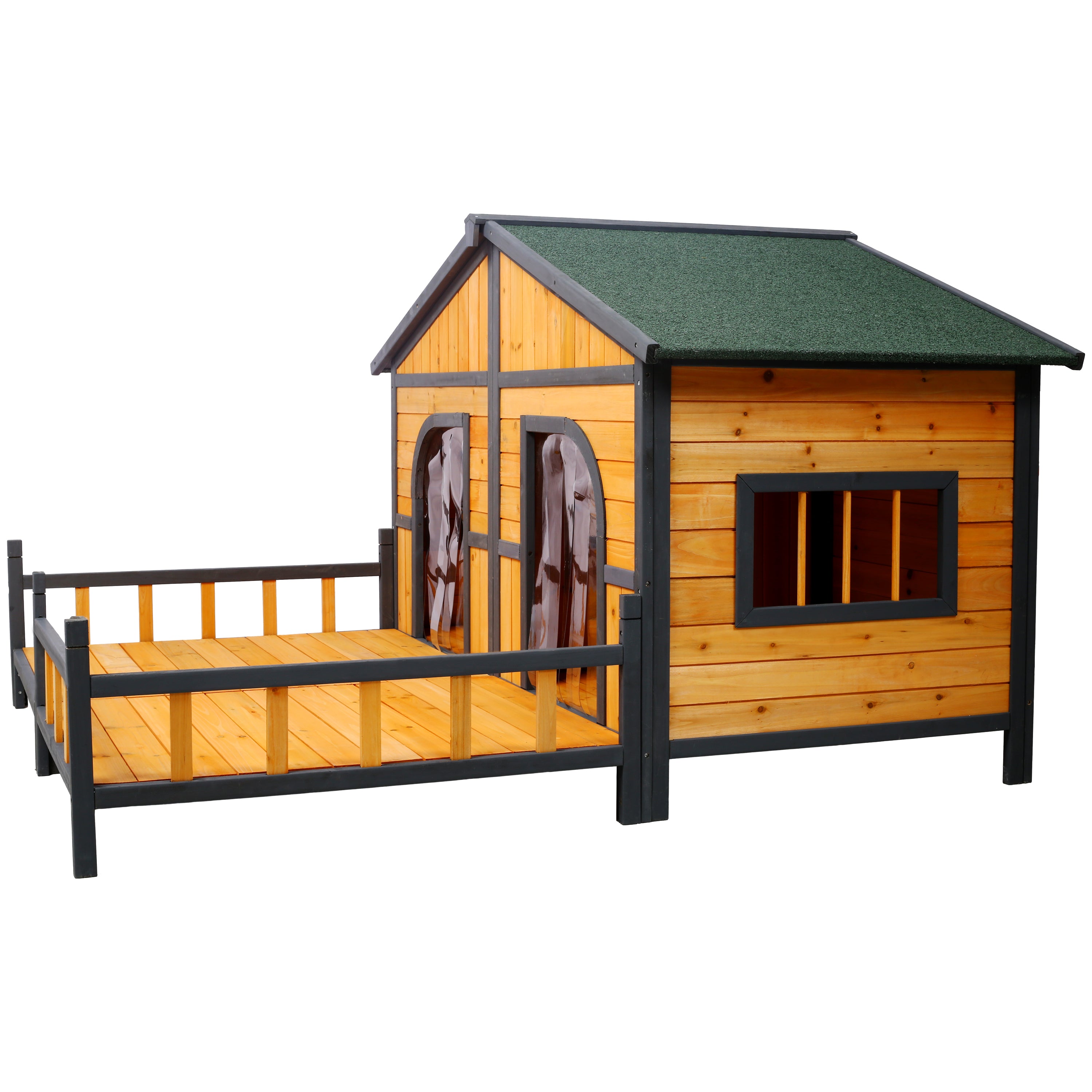 Grande maison de chien en bois extérieur Double XL Kennel de chien avec plancher élevé et porche