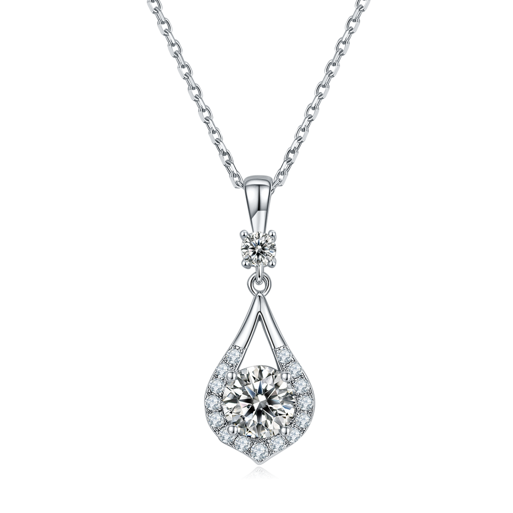 S925 Collier en argent sterling Teardrop Halo