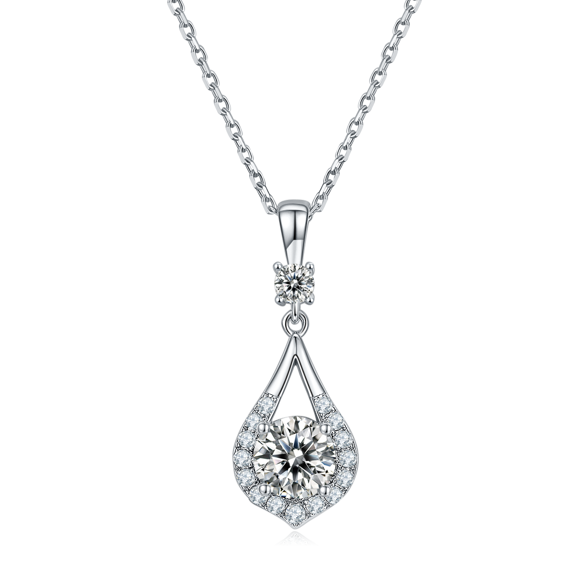 S925 Collier en argent sterling Teardrop Halo