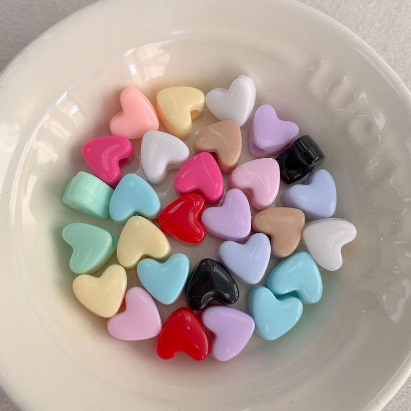 Perles de coeur acrylique couleur solide