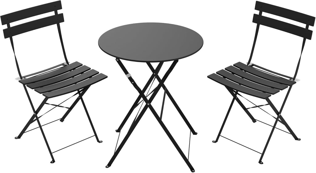 Intérieur Extérieur 3-Piece pliable Bistro Set pliant de meubles de patio extérieur 2 chaises A