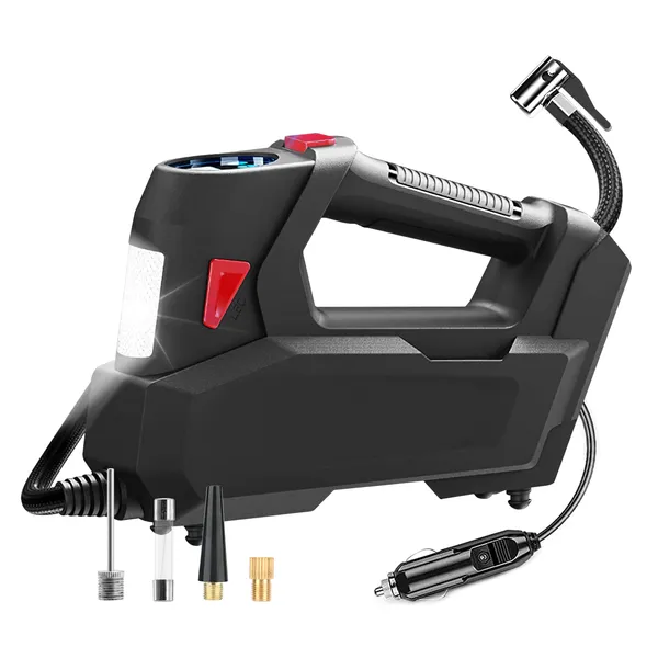 Gonflateur de pneus portable 120 PSI Pneu maximal alimenté 90W avec affichage numérique lumière LED