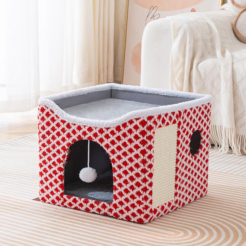 Lit de chat pliable avec peluche douce pour la chaleur