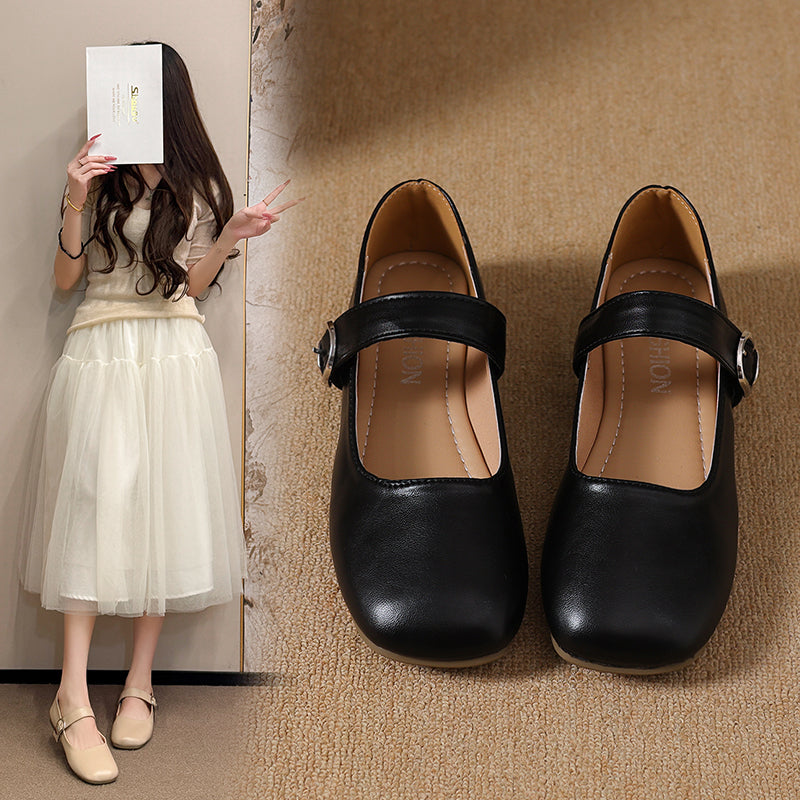Oeil carré des femmes Vintage Low Cut Mary Jane Appartements