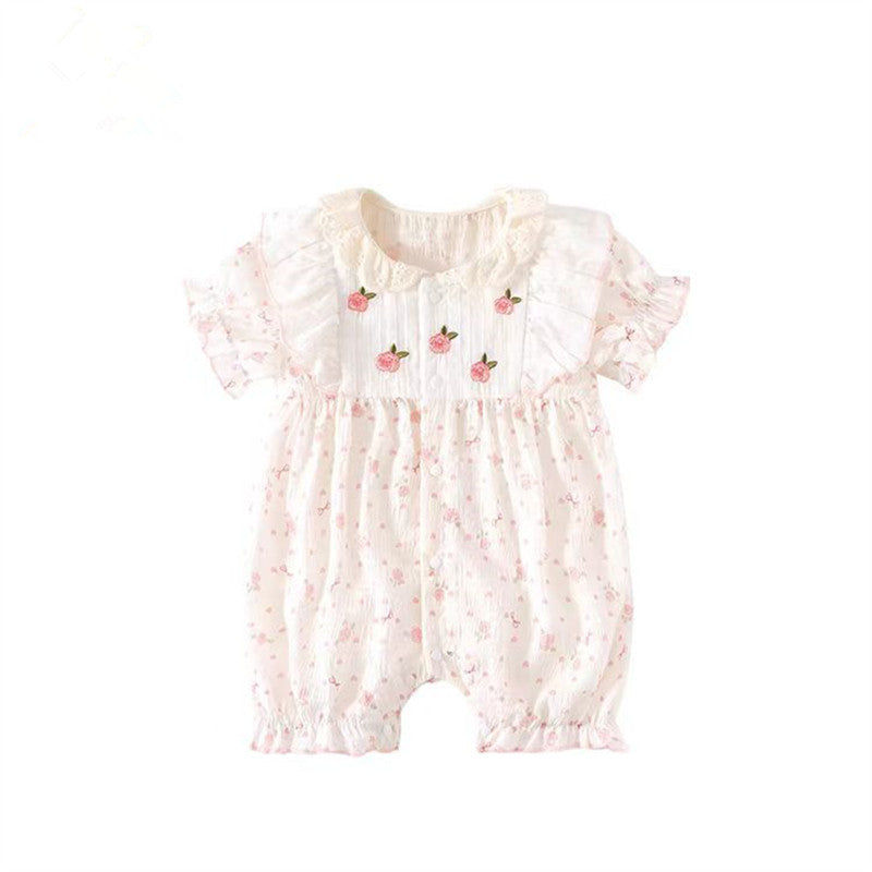 Été Thin Super mignon doux manches courtes Romper Crawling Suit