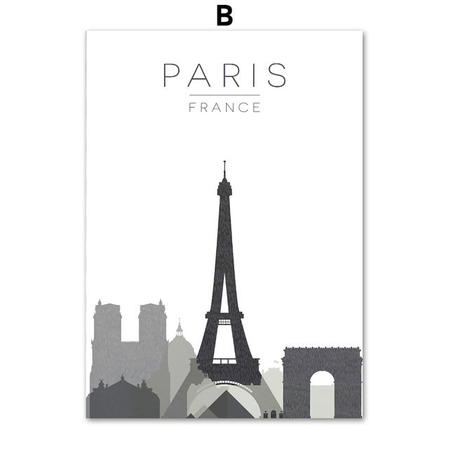 Carte de la ville Peinture sur toile de Paris Affiche nordique