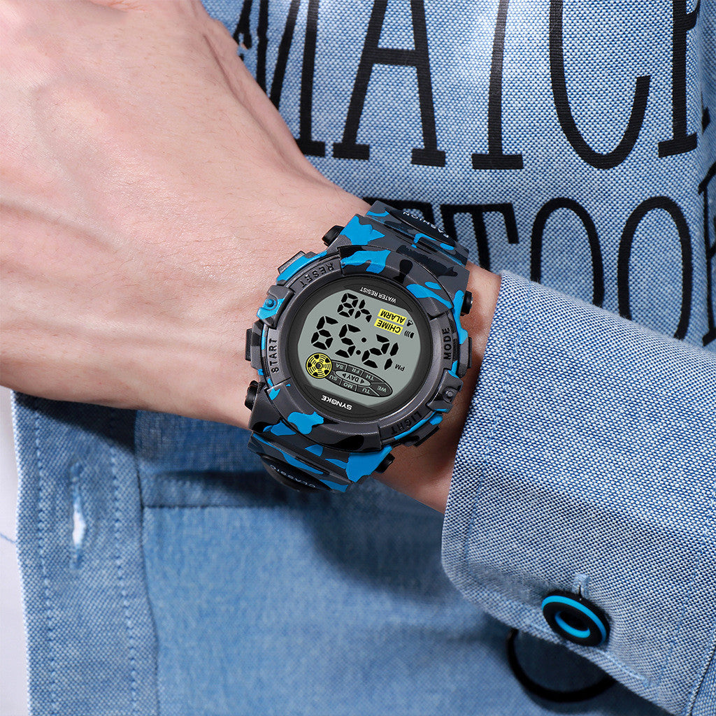 Colorful Luminous Étudiant Personnalité Camouflage Sports Watch