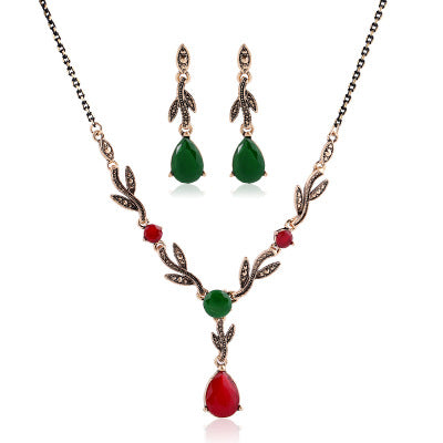 Leaf eau goutte résine pendentif pierre précieuse collier