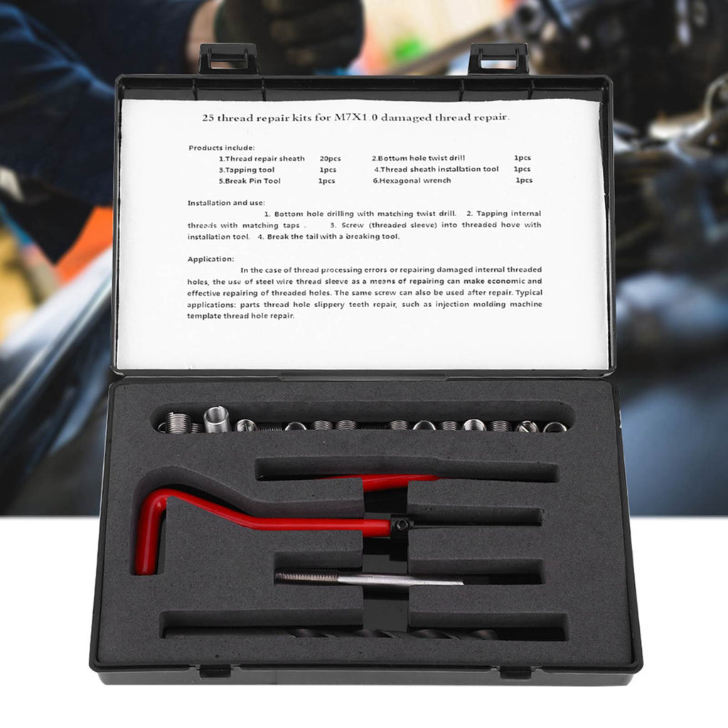 Kit de réparation de fils de filetage 25Pcs en acier inoxydable Twisted Drill Wrench Threaded Insert Tap Insertion