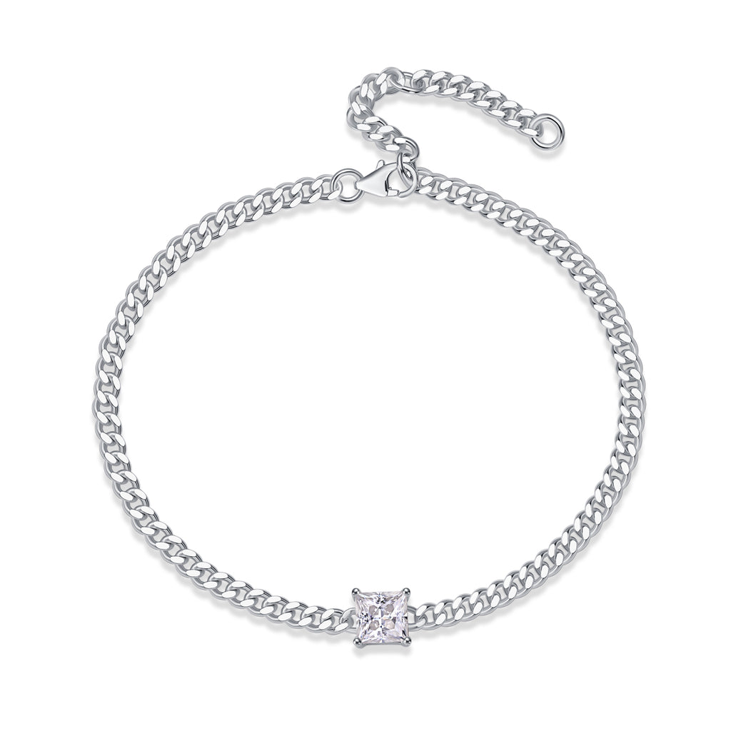 S925 Argent 1ct Princess Cut Moissanite Bracelet