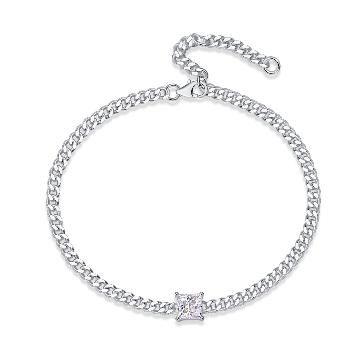 S925 Argent 1ct Princess Cut Moissanite Bracelet