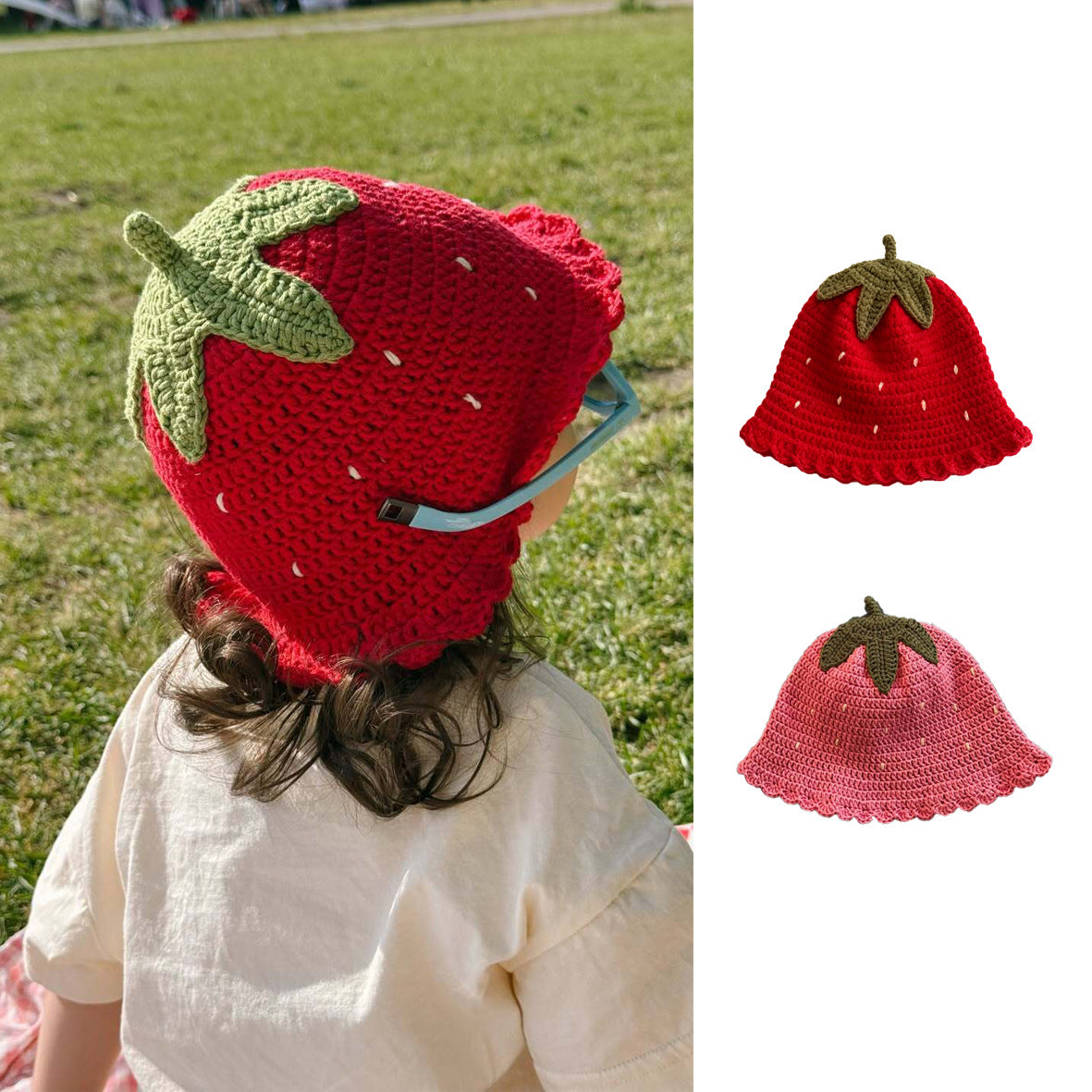 Chapeau de bébé en forme de fraise doux