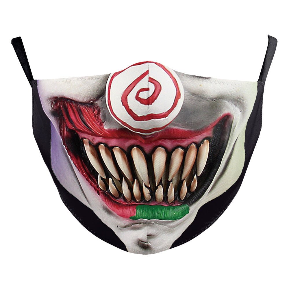 Halloween impression numérique drôle Horreur visage double couche masque de poussière